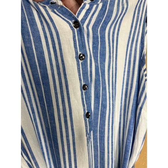 Philosophy Linen Dress with Belt, Blue & White Stripes, Medium - Picture 7 of 8